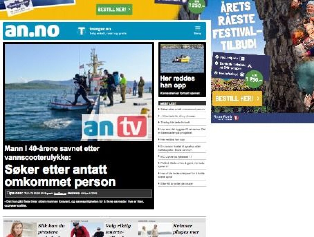 FAKSIMILE: Avisa Nordland følger ulykken utenfor Fauske. FAKSIMILE: Avisa Nordland følger ulykken utenfor Fauske.