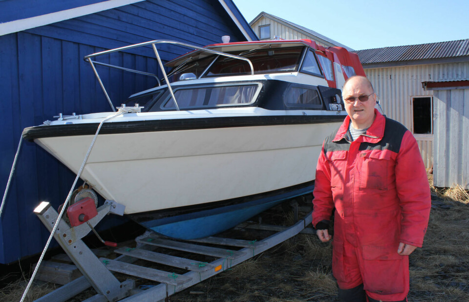 Gudmund Guldbjørnsen er stolt av båten sin .Et klenodie fra Mørebass.