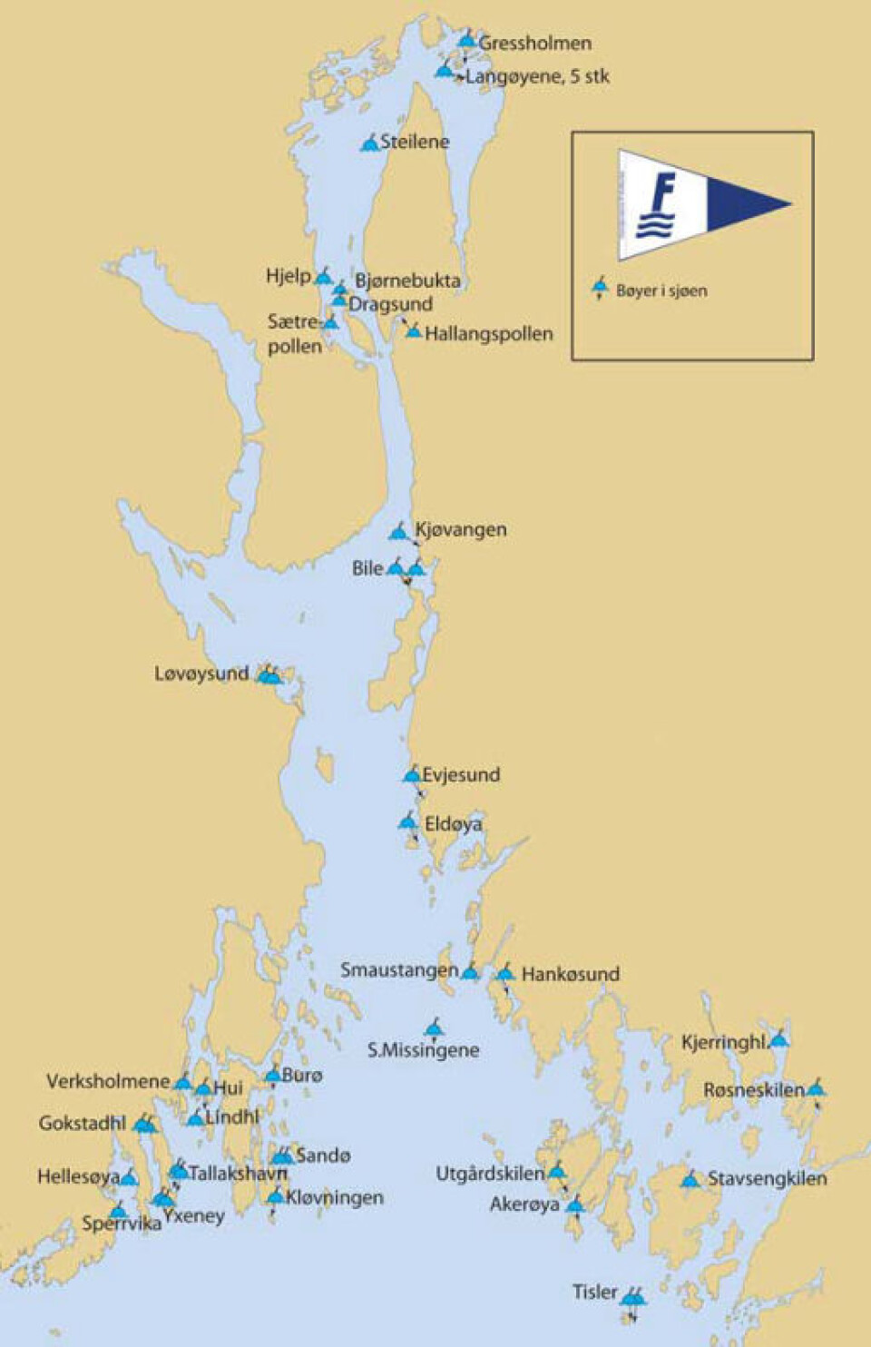 Flere svaibøyer i Oslofjorden