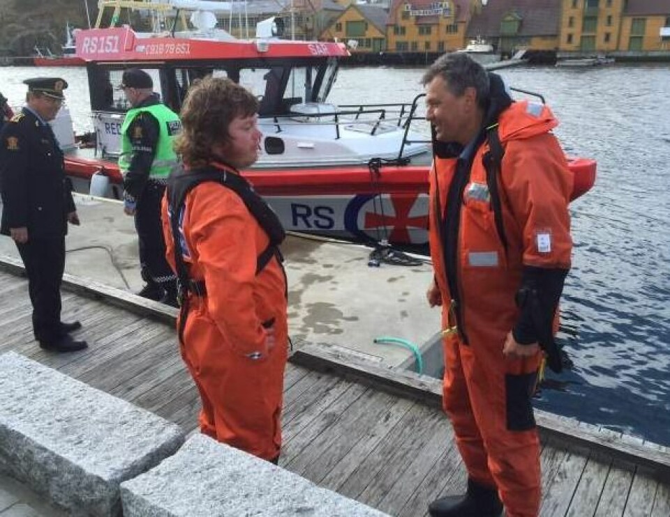 Olav Akselen deltok i redningsøvelse i Haugesund i dag. Foto: shdir.