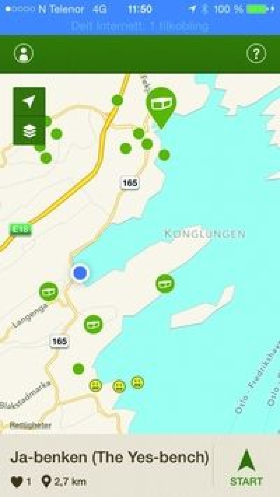 MOBIL: Appen viser cachene i nærheten, og dem du har tatt med smilefjes. Det skaper en samlemani.