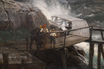 DETALJER: Det er en imponerende detaljrikdom i bildene som vises frem. Dette er en detalj fra bildet «Nødhavn ved den norske kyst. Skudeneshavn, 1880» av Hans Gude. DETALJER: Det er en imponerende detaljrikdom i bildene som vises frem. Dette er en detalj fra bildet «Nødhavn ved den norske kyst. Skudeneshavn, 1880» av Hans Gude.