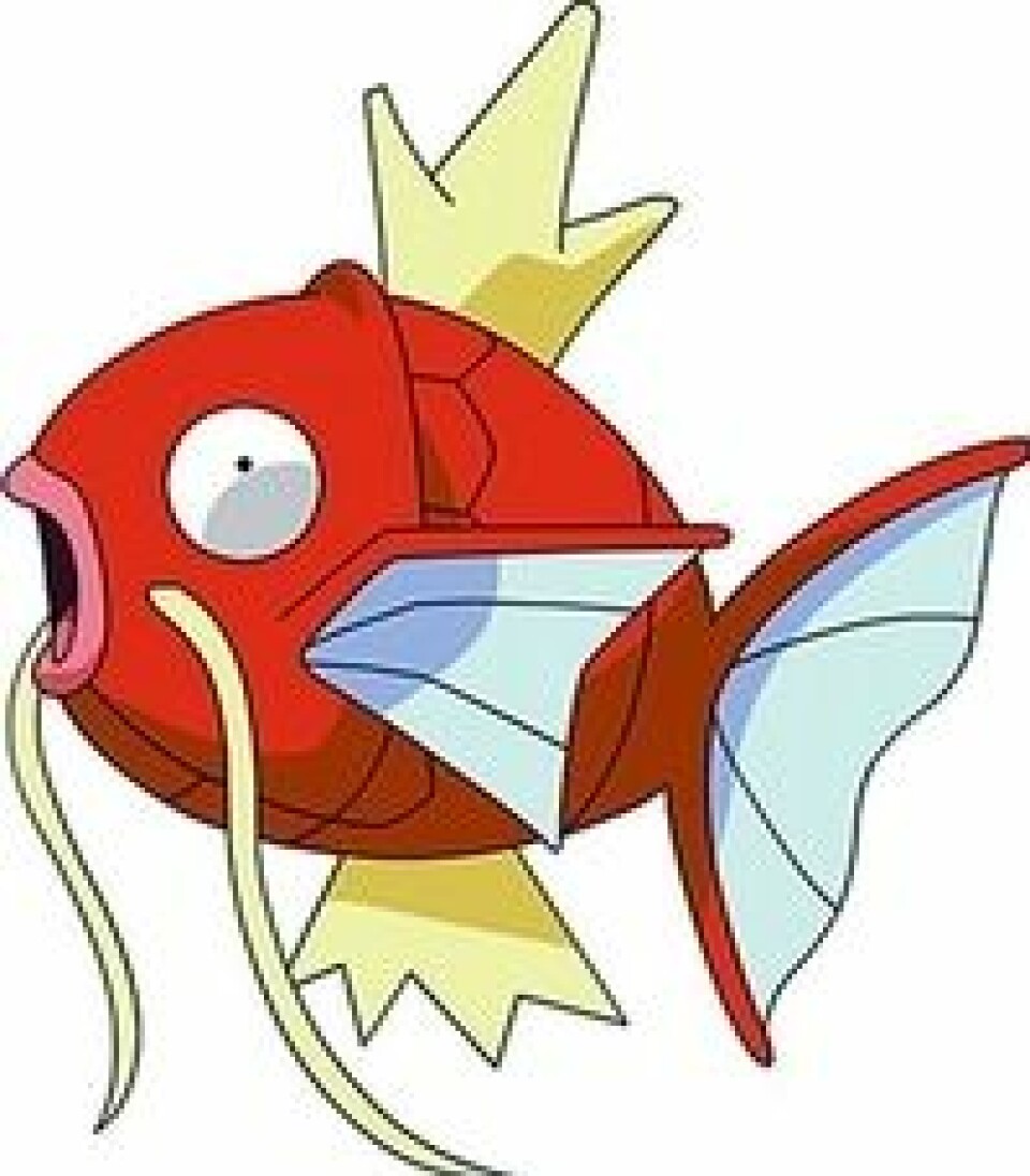 FISK: Magikarp er en Pokémon-figur du bare finner langs vannkanten.