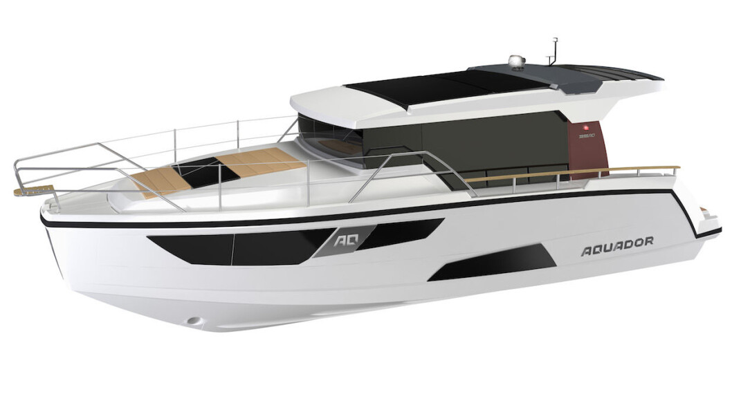 Aquador 35 AQ: Båten avdukes på Boot Düsseldorf. Aquador 35 AQ: Båten avdukes på Boot Düsseldorf.