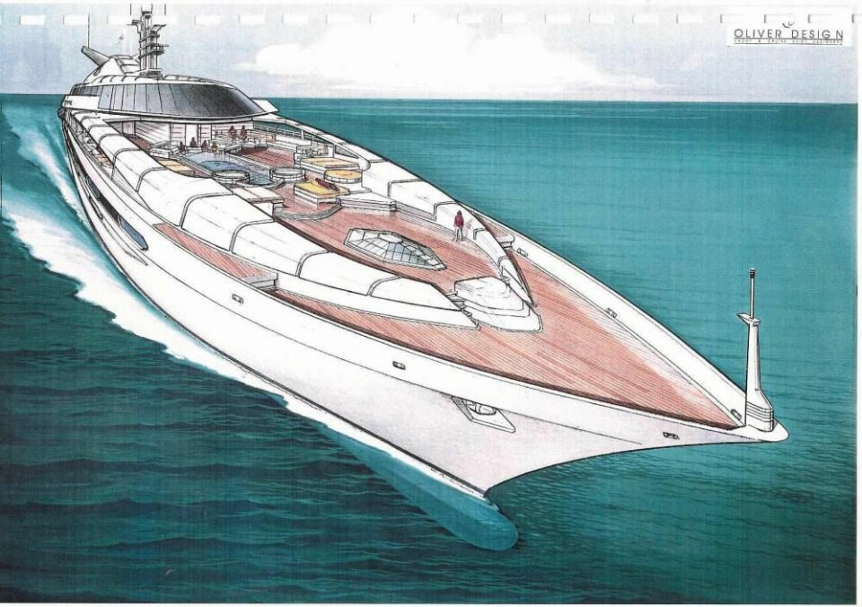 TRUMP PRINCESS: Donald Trump kom ikke lenger enn tegningen med denne båten, og en regning på 170 000 dollar. Design: Oliver Design