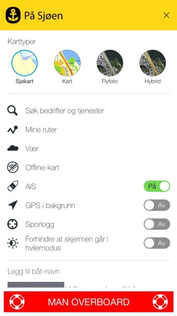 FUNKSJONER: «På Sjøen» har muligheter for å laste ned kart, og har fått AIS. Nu kan også seile med kurs opp. FUNKSJONER: «På Sjøen» har muligheter for å laste ned kart, og har fått AIS. Nu kan også seile med kurs opp.