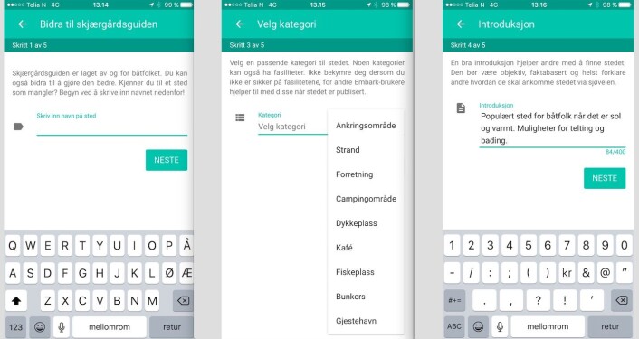INFO: Du legger inn info i fem steg. Dette kan du gjøre på mobil, nettbrett, eller PC. INFO: Du legger inn info i fem steg. Dette kan du gjøre på mobil, nettbrett, eller PC.