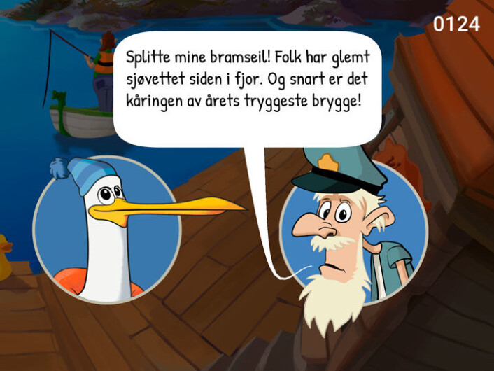 SJØVETT SPILL: Gjennom å hjelpe Morten Måke frem på sjøen, skal spillerne selv tilegne seg kunnskap om sjøvett. SJØVETT SPILL: Gjennom å hjelpe Morten Måke frem på sjøen, skal spillerne selv tilegne seg kunnskap om sjøvett.