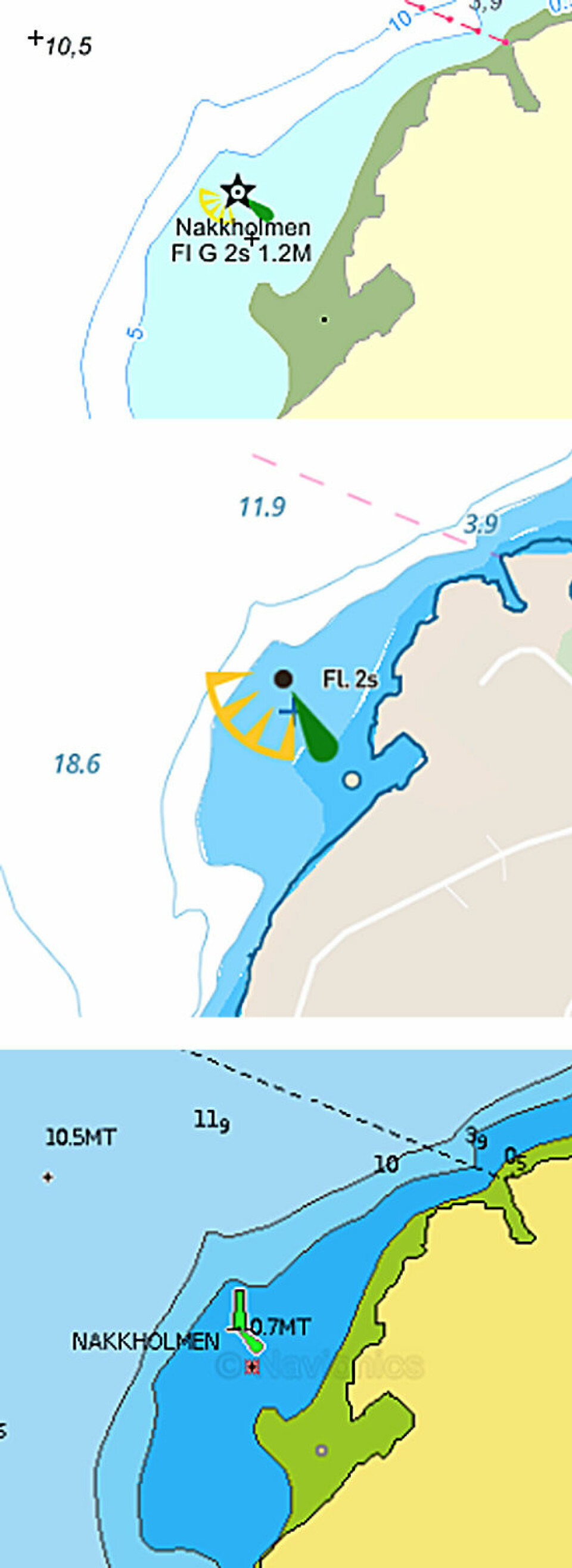 KART: HIB er markert tydelig i Embark, mindre tydlig i kartetne til Gule Sider, men ikke i det hele tatt på Navionics.