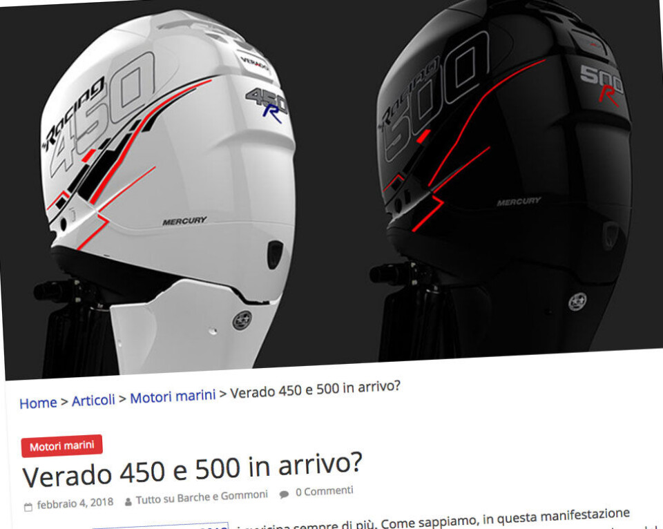 RYKTER: Mercury Verado 450 og 500.