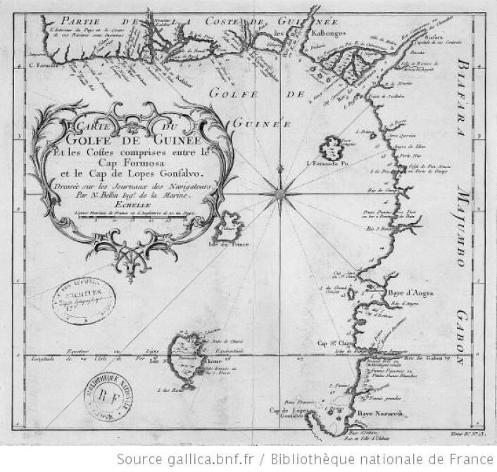 GAMMELT FRANSK SJØKART: Fra bredde og lengegrad null. Foto: Bibliothèque nationale de France/Wikipedia. GAMMELT FRANSK SJØKART: Fra bredde og lengegrad null. Foto: Bibliothèque nationale de France/Wikipedia.