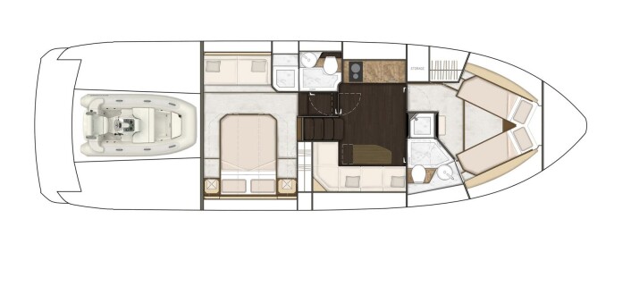 FAIRLINE 43 OPEN: Under dekk. FAIRLINE 43 OPEN: Under dekk.