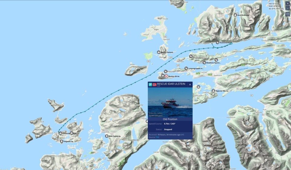 RUTEN: Redningsskøyta hadde vært på dykkeoppdrag da den satte kursen nord-øst.