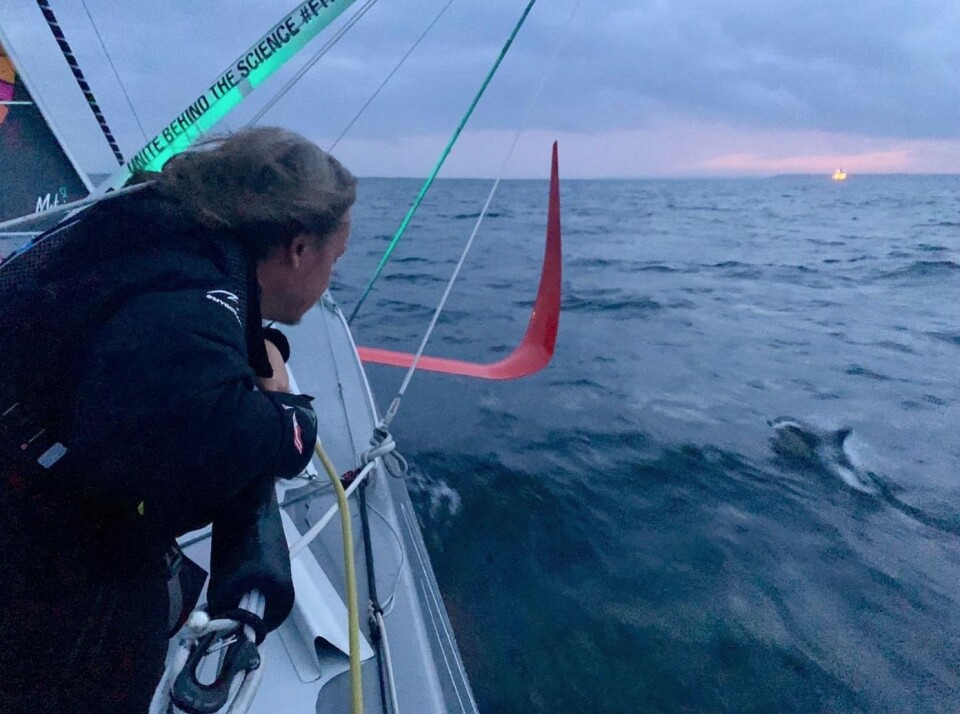 SEILING: Grete Thunberg opplever delfiner og solnedgang på sin første kveld om bord.