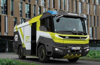 BRANNBIL: Volvo Penta samarbeider med Rosenbauer om en elektrisk brannbil. 