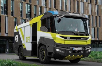 BRANNBIL: Volvo Penta samarbeider med Rosenbauer om en elektrisk brannbil. BRANNBIL: Volvo Penta samarbeider med Rosenbauer om en elektrisk brannbil.