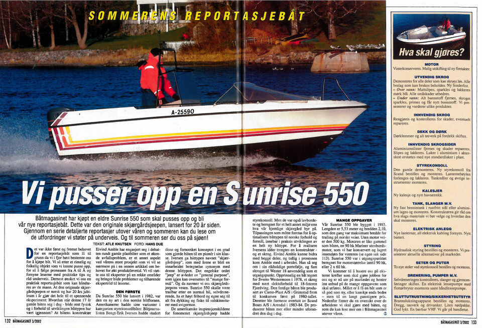 FØR: I 2002 startet Båtmagasinet oppussingen av en Sunrise 550.