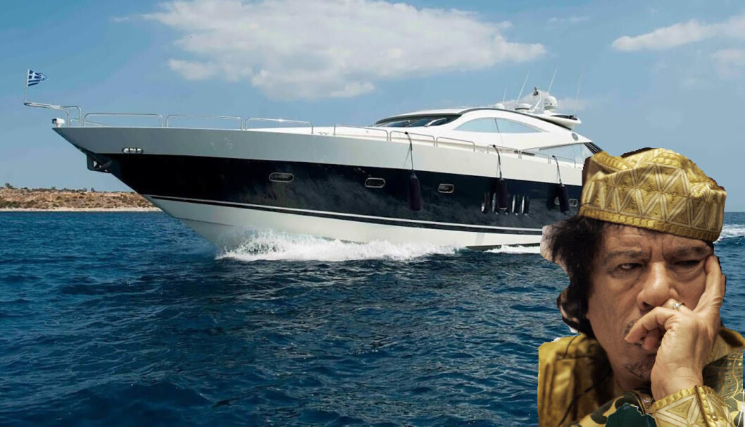 GADDAFI: Diktatoren svømte i luksus i sin Sunseeker. Båten er solgt til Bergen hvor den får ny hydrogenteknologi. Foto: Trond J. Hansen og NTB/Scanpix. GADDAFI: Diktatoren svømte i luksus i sin Sunseeker. Båten er solgt til Bergen hvor den får ny hydrogenteknologi. Foto: Trond J. Hansen og NTB/Scanpix.