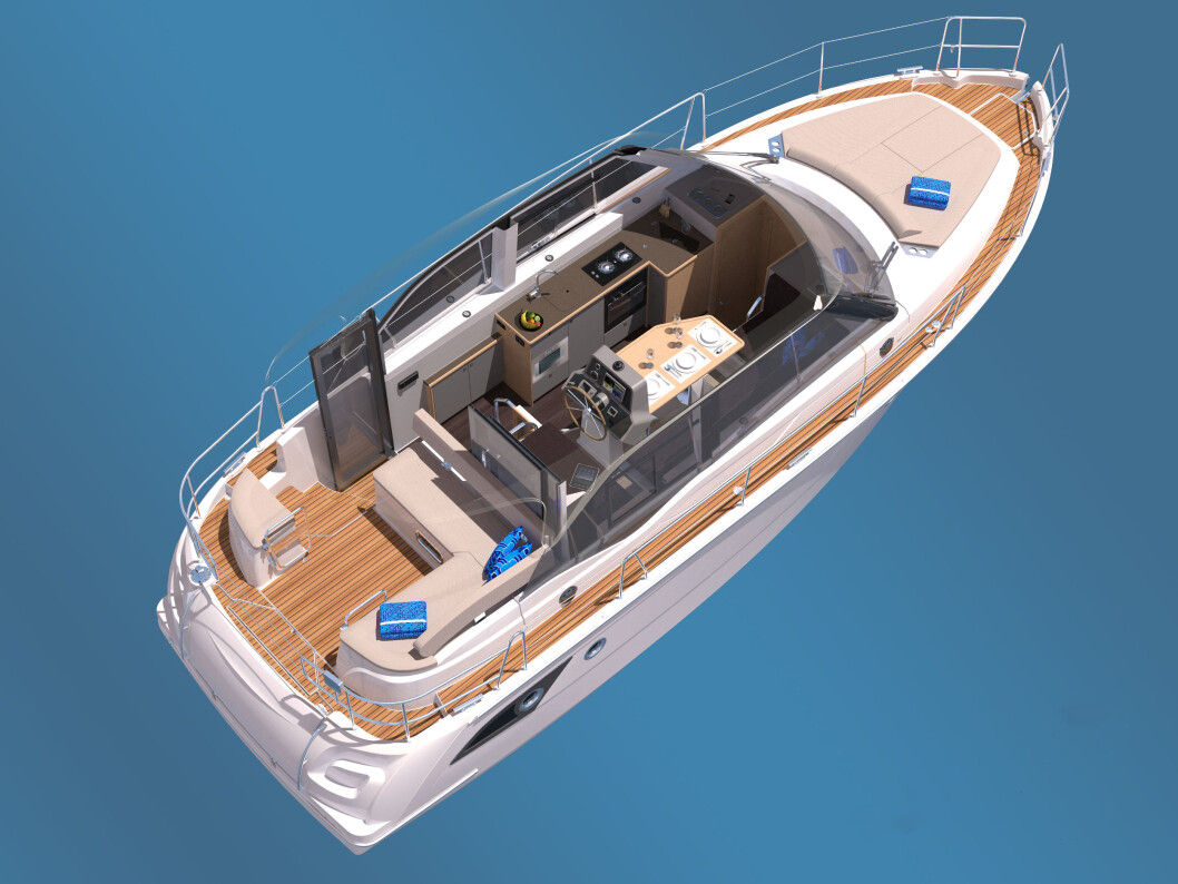 SOSIAL: I Bavaria E34 er skipperen godt integrert med sine passasjerer. SOSIAL: I Bavaria E34 er skipperen godt integrert med sine passasjerer.