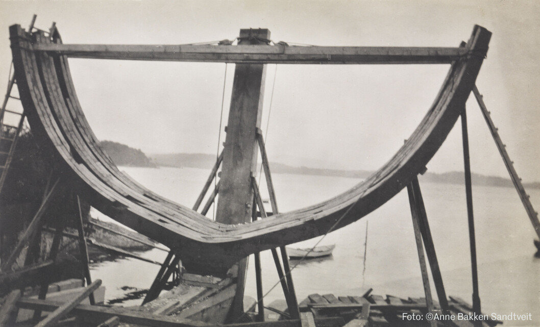 «MAUD»: Christan Jensen tok dette bildet for 100 år siden, under byggingen av Roald Amundsens «Maud» i Vollen i Asker. «MAUD»: Christan Jensen tok dette bildet for 100 år siden, under byggingen av Roald Amundsens «Maud» i Vollen i Asker.