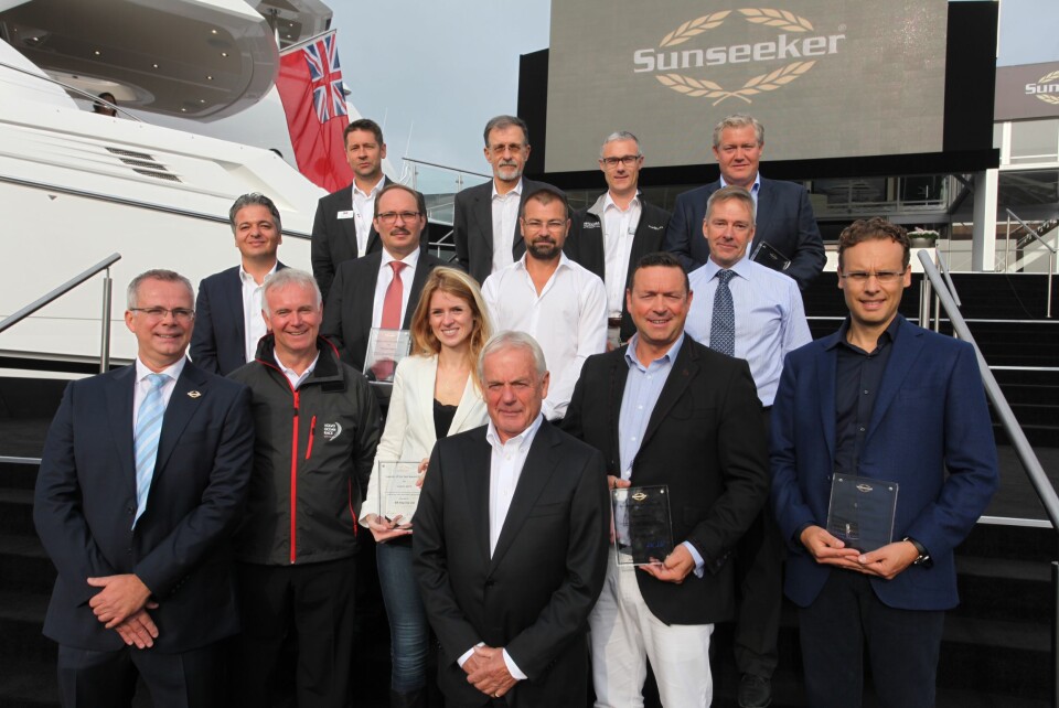 Alle prisvinnerne his Sunseeker i 2014. Ronny Skauen fra Sleipner bakerst til høyre.