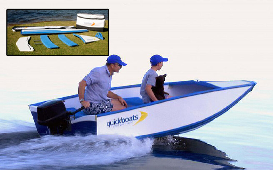 Quickboat koster omtrent 24 000 kroner, og farkosten skal kunne settes sammen på sekunder. FOTO: Quickboat Quickboat koster omtrent 24 000 kroner, og farkosten skal kunne settes sammen på sekunder. FOTO: Quickboat