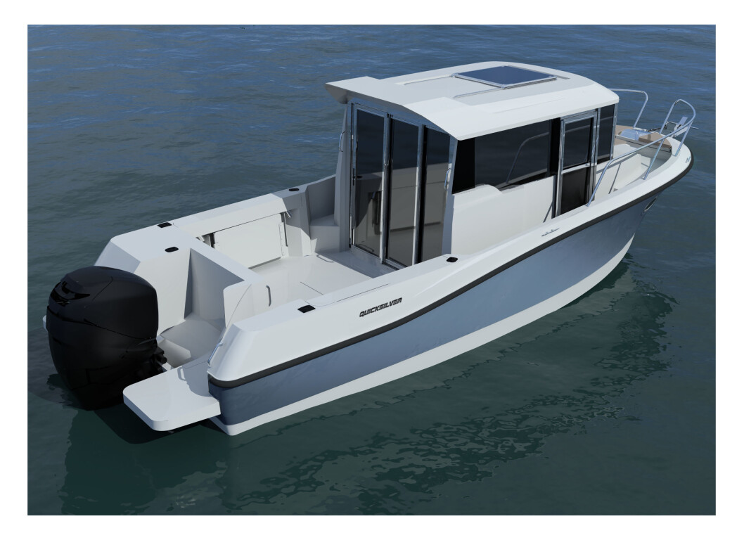 Slik blir den nye Quicksilver 755 Pilothouse. Illustrasjon: Brunswick Slik blir den nye Quicksilver 755 Pilothouse. Illustrasjon: Brunswick