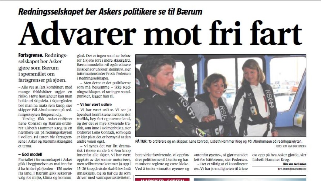 Faksimile av artikkel i Asker & Bærums Budstikke i dag Faksimile av artikkel i Asker & Bærums Budstikke i dag