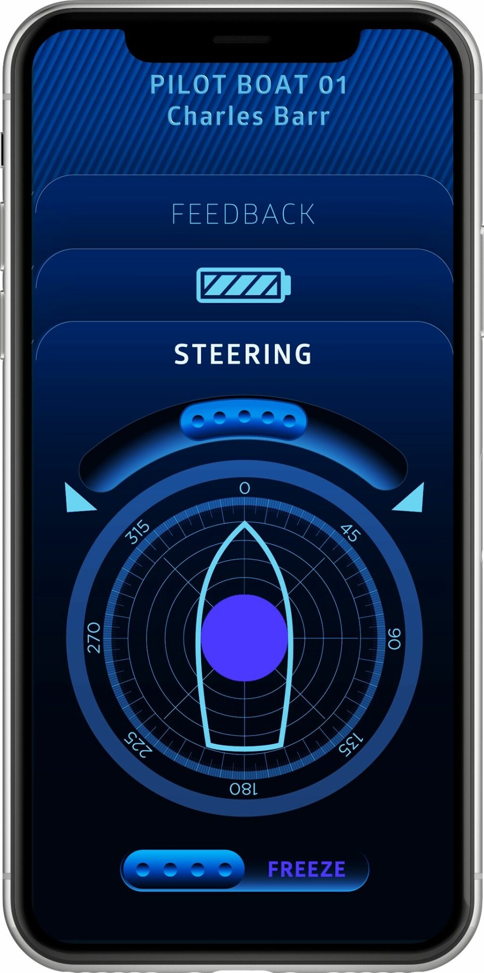 TELEFONEN: Appen har et veldig enkelt brukergrensesnitt, og med den kan du styre båten uten å være om bord.