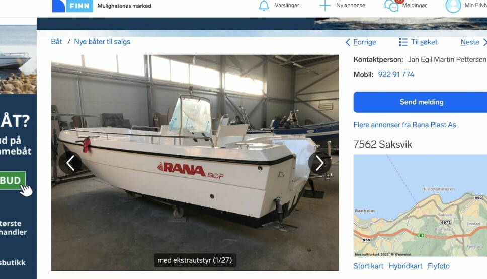 TILBAKETREKKING: Rana Plast har ikke gitt Sjøfartsdirektoratet tilstrekkelig dokumentasjon på hvordan den nye Rana 610 F er produsert, og båten er derfor blitt gjenstand for tilbaketrekking.