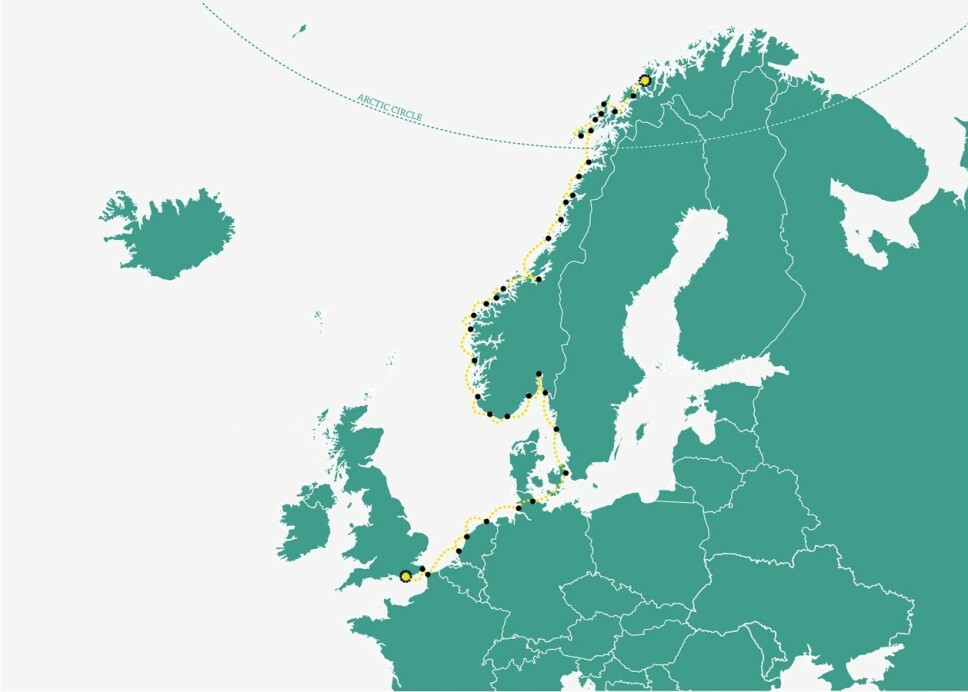 LANGTUR: Rundt 2700 nautiske mil har Guylee Simmonds og David Schnabel tilbakelagt mellom Newhaven i England og Tromsø.