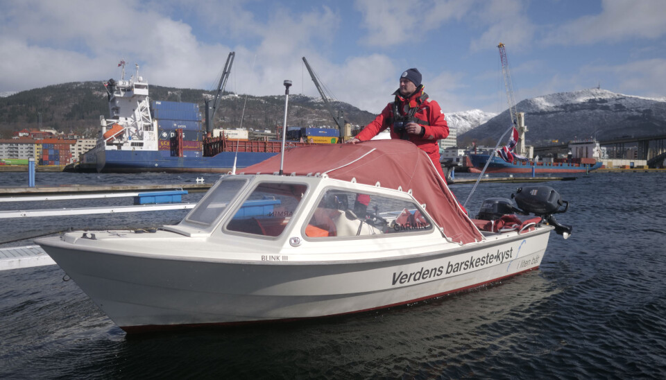 KURS FOR BODØ: Tom Inge Karlsen la ut fra Bergen i dag. Om 40 dager fortøyer eventyreren i Bodø. KURS FOR BODØ: Tom Inge Karlsen la ut fra Bergen i dag. Om 40 dager fortøyer eventyreren i Bodø.