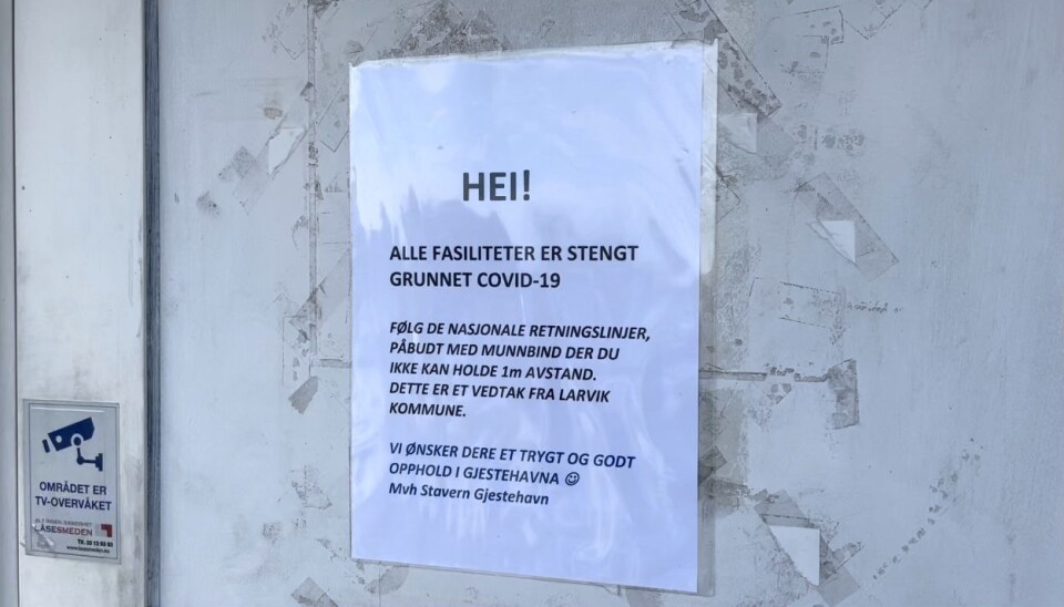 IKKE ÅPNE: Fasilitetene i Stavern Gjestehavn er fortsatt stengt for publikum. IKKE ÅPNE: Fasilitetene i Stavern Gjestehavn er fortsatt stengt for publikum.