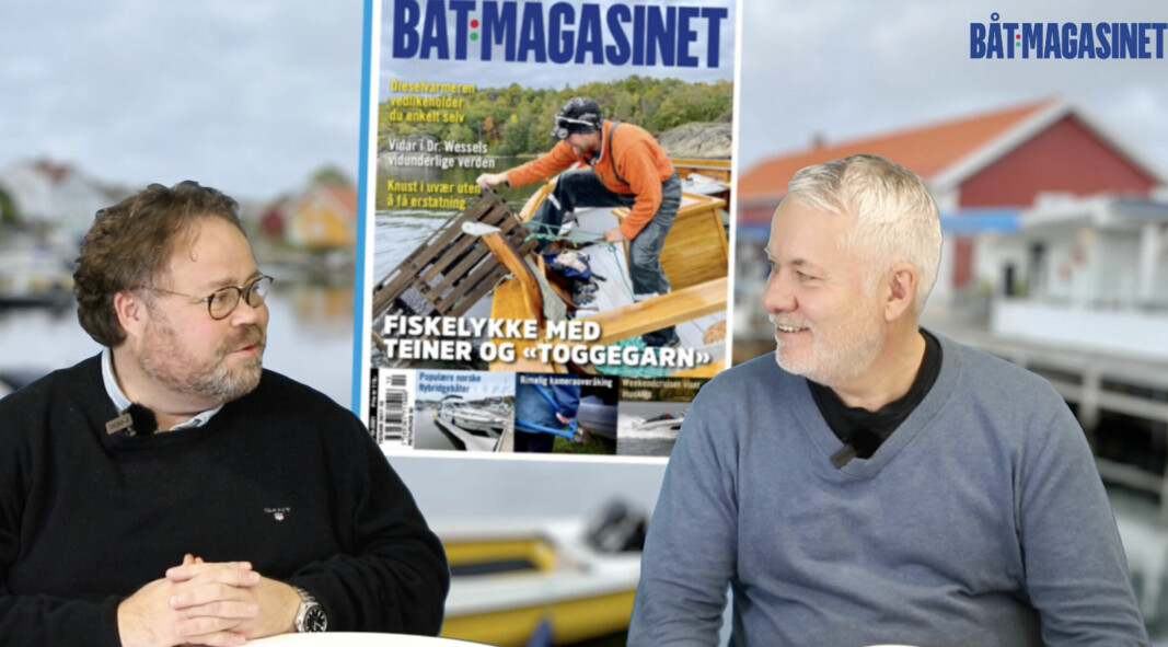 NYTT NUMMER OG BÅTMAGASINET TV: Redaktør Atle Knusen og ansvarlig redaktør Ole Henrik Nissen Lie med høydepunkter fra nyeste Båtmagasinet som nå er ute i butikkene.