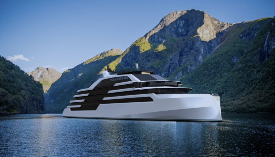 FREMTIDEN: Om få år stenges dagens konvensjonelle turistskip ute fra Geirangerfjorden og Nærøyfjorden. Northern Xplorer vil erstatte dagens teknologi med mindre fartøy basert på elektrisk fremdrift, lagring av batterienergi, hydrogenbrenselsceller og ekstra fornybar energiforsyning med vind og solkraft.