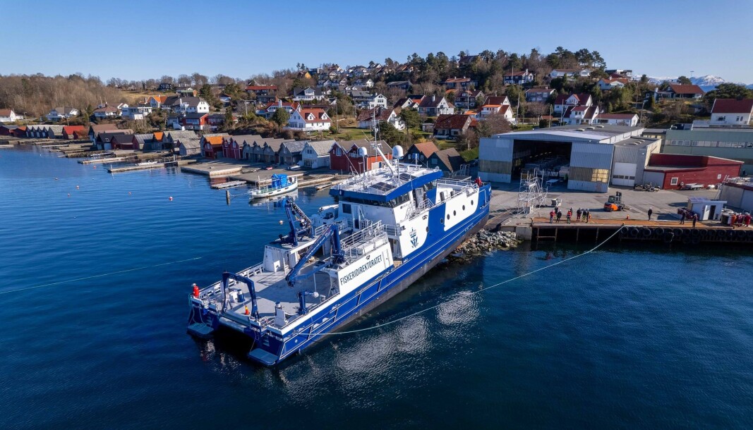 Fra sjøsettingen av nybygget på Stord. Fra sjøsettingen av nybygget på Stord.