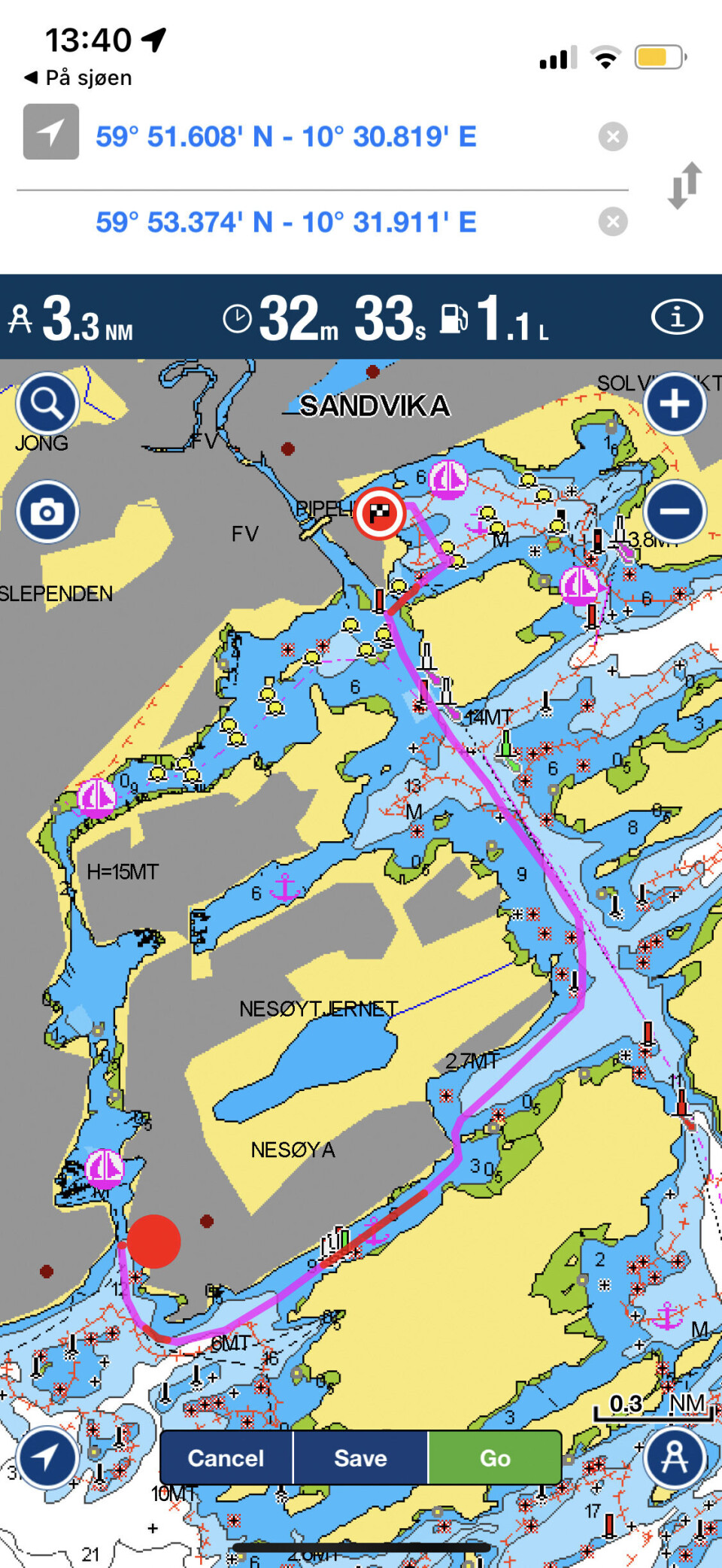 ROUTING: Navionics er best for å legge ruter. Informasjonen blir også presentert godt og uten å stjele unødvendig plass. Du ser raskt når du kan forvente å nå målet. ROUTING: Navionics er best for å legge ruter. Informasjonen blir også presentert godt og uten å stjele unødvendig plass. Du ser raskt når du kan forvente å nå målet.
