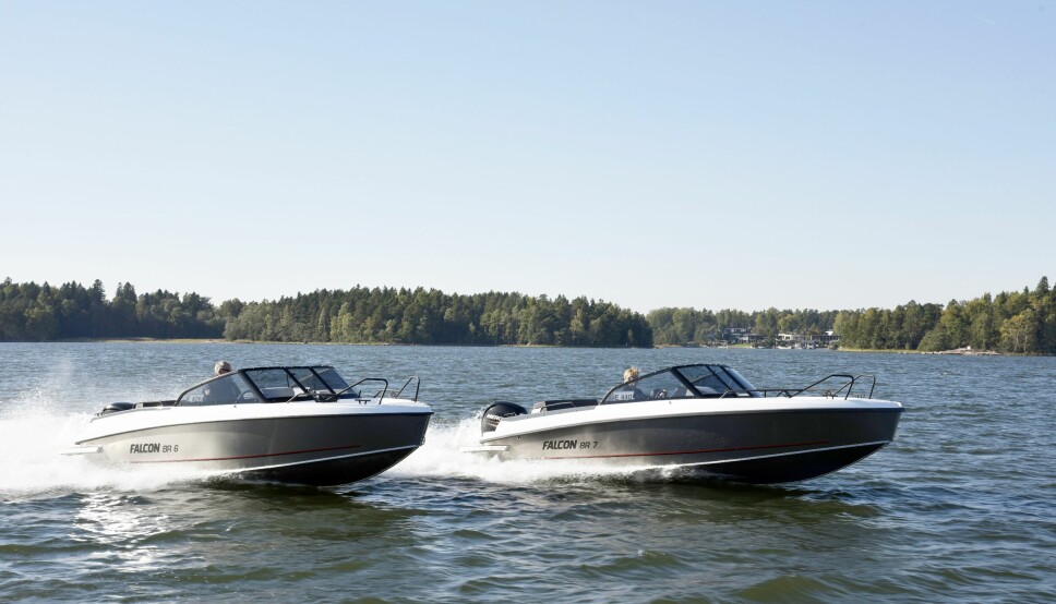 NYTT MERKE: Falcon by Bella Boats er en helt ny serie aluminiumbåter med glassfiberdekk fra Finland.