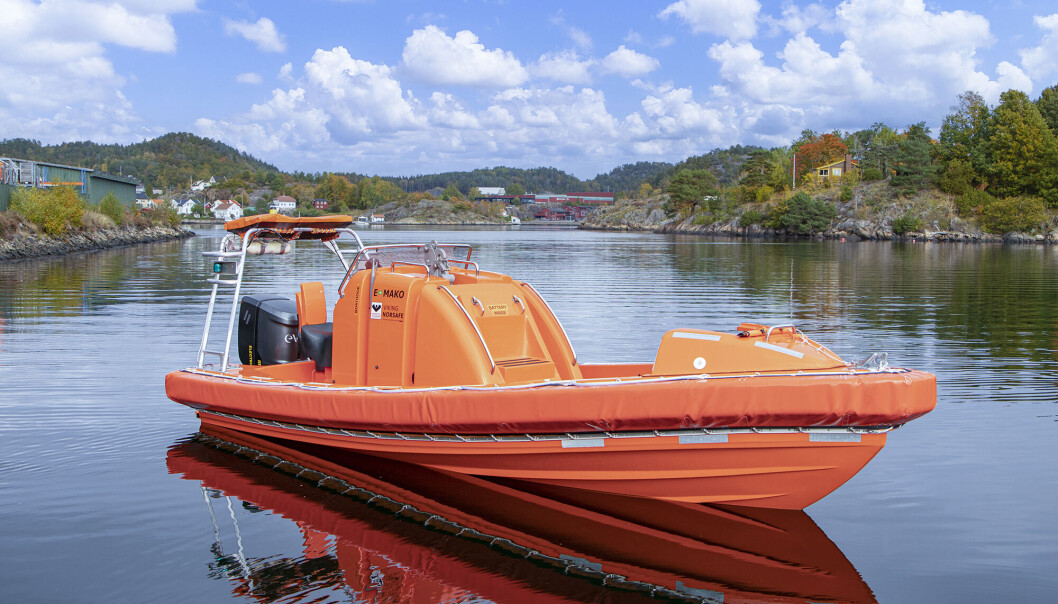 ELEKTRISK: MOB-båten fra Viking Norsafe i Arendal har fått motor fra norske Evoy og er for tiden under uttesting. ELEKTRISK: MOB-båten fra Viking Norsafe i Arendal har fått motor fra norske Evoy og er for tiden under uttesting.