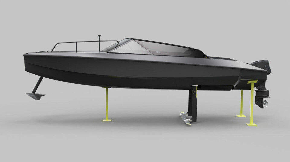 PREMIERE: Mantaray er en ny foilende elbåt som hadde premiere under båtmessen i Stockholm i mars. Design signert Ted Mannerfelt.