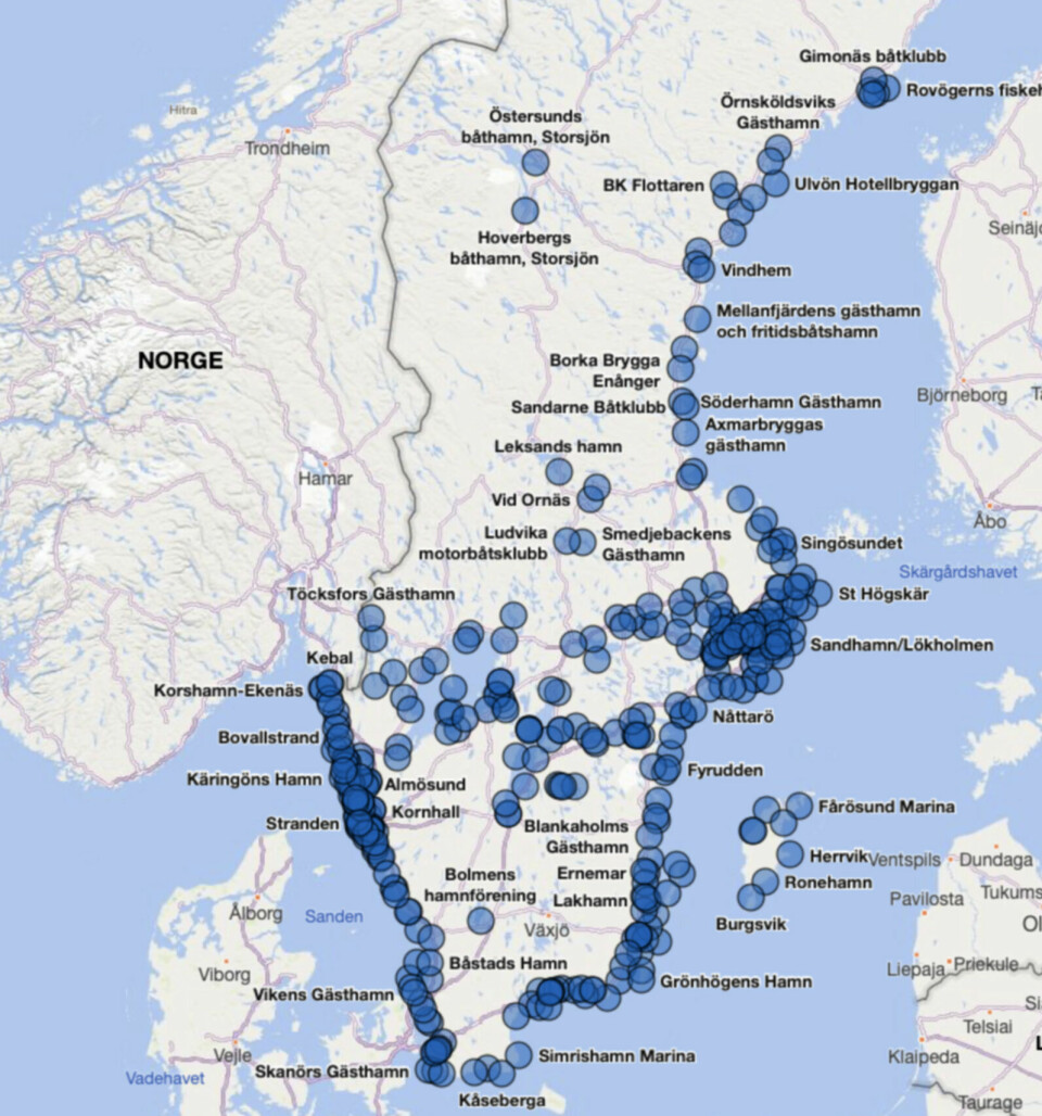 SVERIGE: Transportstyrelsen i Sverige har et interaktivt kart over alle tømmestasjonene, men de har sluttet å rapportere stasjoner som er ute av drift.