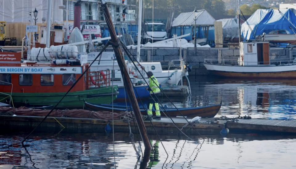 SANK: Et Vikingskip bygget på 90 tallet som en kopi av Osebergskipet er sunket i Bergen.