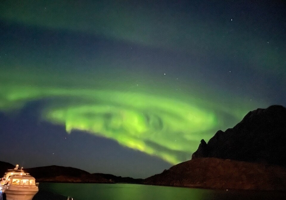 Nordlys (aurora polaris) over Landegode i Nordland oktober 2023.