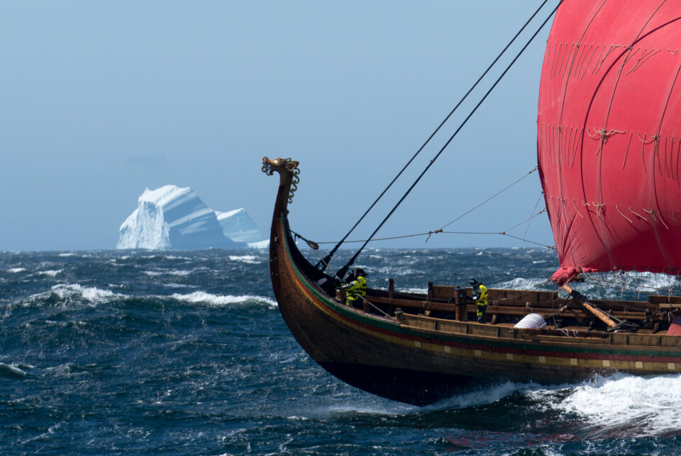 TIL VINLAND: Draken Harald Hårfagre seiler i Leiv Ericssons fotspor.