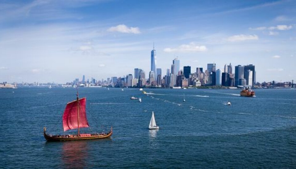 VIKINGSKIPET Draken Harald Hårfagre ved ankomsten i New York i 2016. VIKINGSKIPET Draken Harald Hårfagre ved ankomsten i New York i 2016.