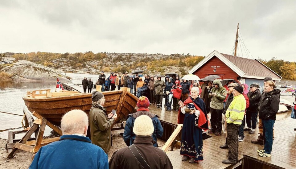 NYBYGG: Dåp for nybygd Hvaler-skøyte på Spjerøy. NYBYGG: Dåp for nybygd Hvalerskøyte på Spjerøy.
