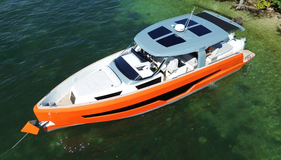 ENSOM: Fjord 41XL er den eneste båten fra HanseYachts som finner veien til Dusseldorf i januar.