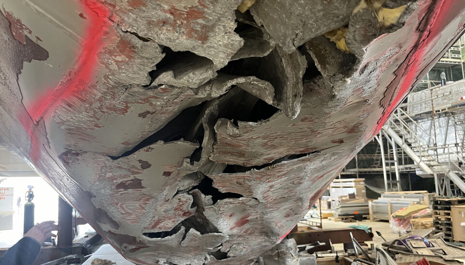 KNUST BUNN: Grunnstøtningen utenfor Stamsund i januar 2024 førte til meget store skader på «Det norske Veritas».