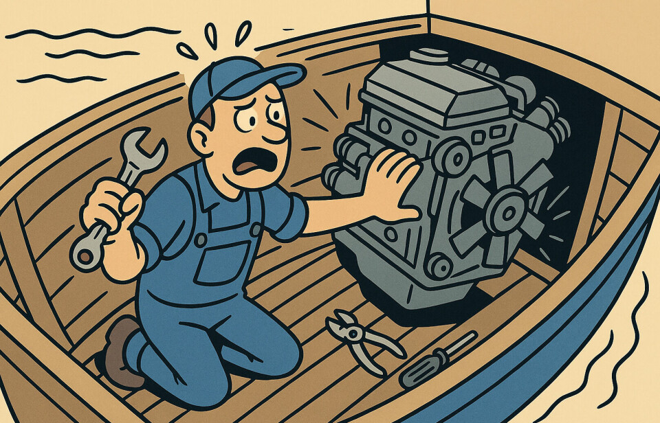 FOR TRANGT: Da jeg skulle sette inn motor var det 100 % umulig å få den montert. Selgeren avviser ansvar for feil opplysninger. Illustrasjon: ChatGPT. FOR TRANGT: Da jeg skulle sette inn motor var det 100 % umulig å få den montert. Selgeren avviser ansvar for feil opplysninger. Illustrasjon: ChatGPT.
