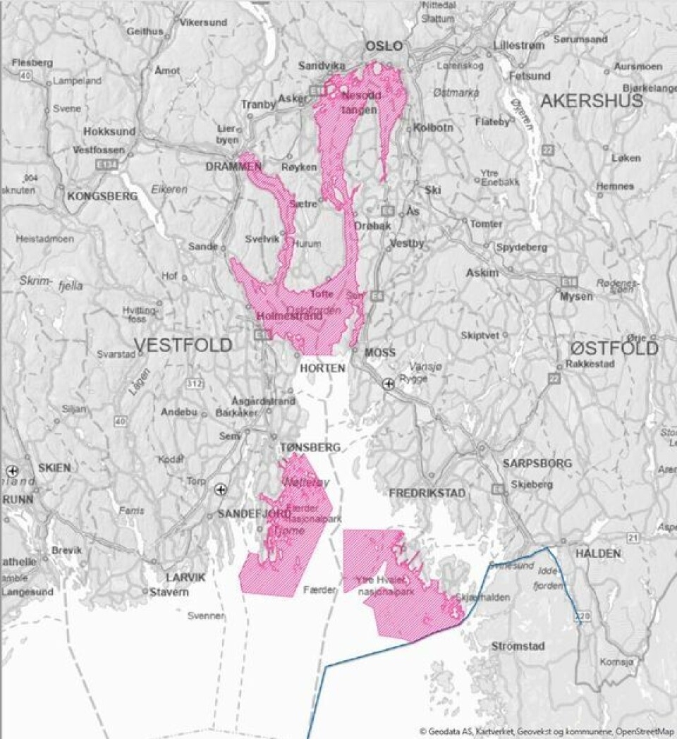 KART over nullfiskeområder.